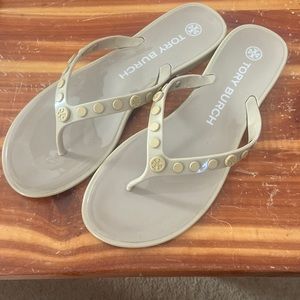 Tory burch jelly beige studded sandals